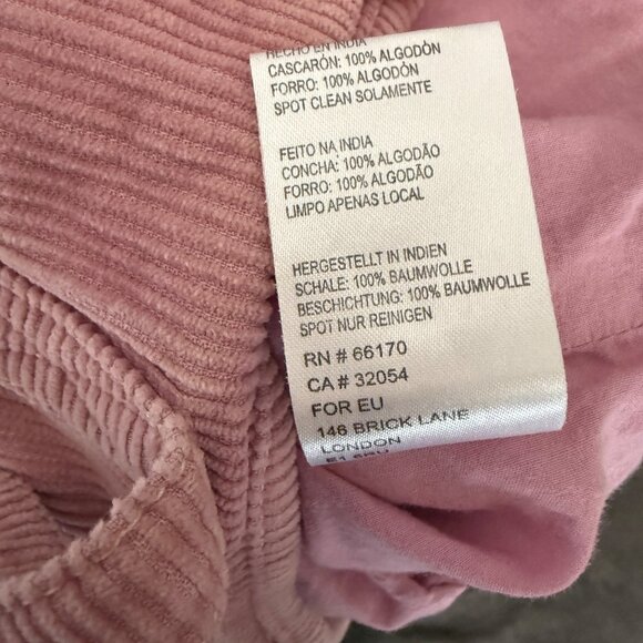 Pink Corduroy Tote Bag With Front Pocket 100% Cotton Casual Everyday Use 14x15 I - Picture 5 of 5